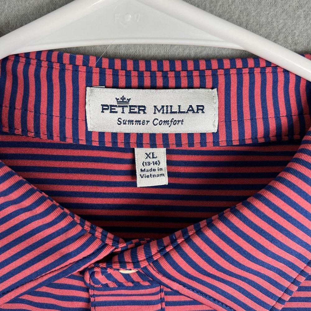 Peter Millar Summer Comfort Polo Golf Shirt Youth XL (13-14) Striped Stretch - Picture 3 of 7